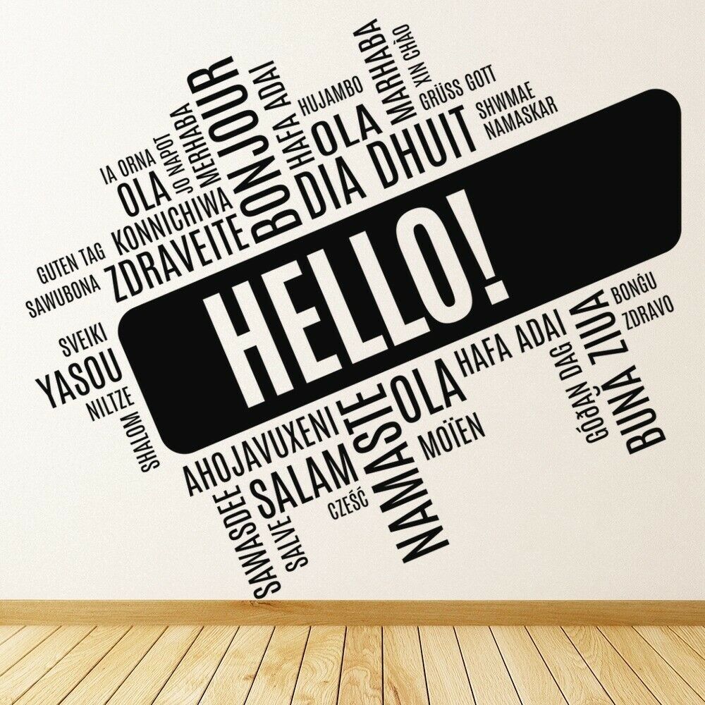 Interior Design Language - Hello Buitenlandse Taal Muurtattoo Woonkamer Vinyl