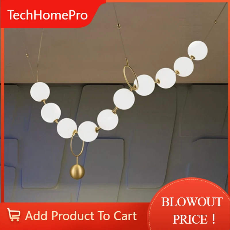 Interior Design Living Room And Kitchen - TechHPModern Designer Parelglazen ketting LED-kroonluchter voor